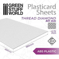 ABS Plasticard Thread DIAMOND Textured Sheet A4 1100