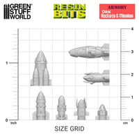 3D printed set: Ork Rockets and Missiles 1 op 48 34x 12647