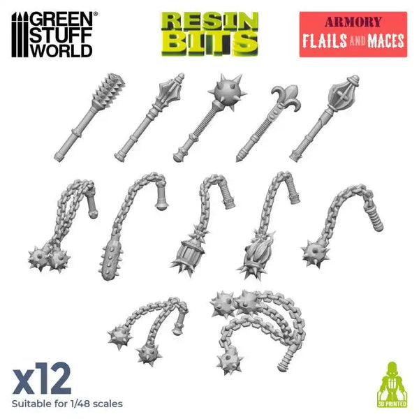 3D printed set - Flails and Maces 12x 12793