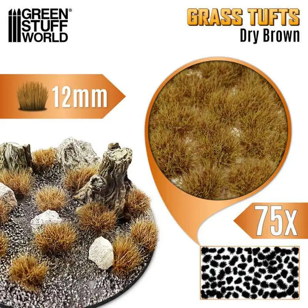 Grass TUFTS - 12mm self-adhesive - 75x - Dry Brown 12940