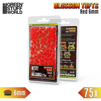 Blossom TUFTS - 6mm self-adhesive 75x- RED Flowers 13002
