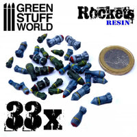 33x Resin Rockets and Missiles - Rakketten en Missiles 1693a