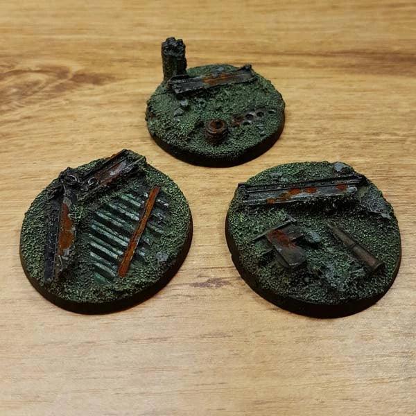 Industrial Ruins 40mm Rond 40K Bases 3 stuks