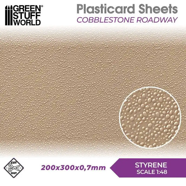 Plasticard Geplaveide rijbaan Cobblestone getextureerde plaat 5058