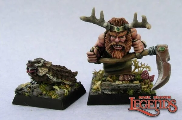 Reaper Miniatures Dwarf Druid and Badger 03216 (metal)