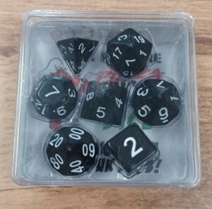 Pizza Dungeon Dice Black and White