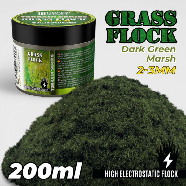 Static Grass Flock 2-3mm - DARK GREEN MARSH - 200 ml 11146
