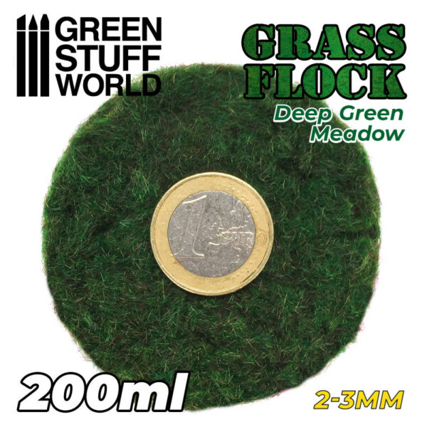 Static Grass Flock 2-3mm - DEEP GREEN MEADOW - 200 ml 11148