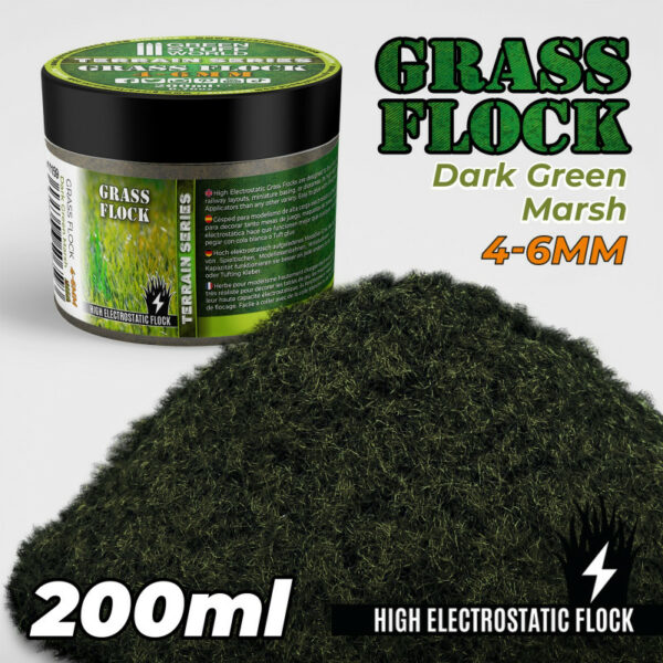 Static Grass Flock 4-6mm - DARK GREEN MARSH - 200 ml 11159