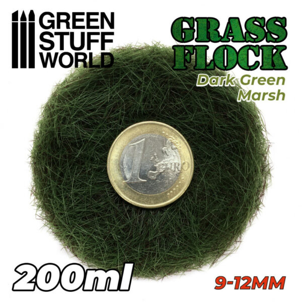 Static Grass Flock 9-12mm - DARK GREEN MARSH - 200 ml 11169