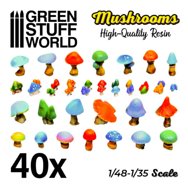 40x Resin Mushrooms and Toadstools Resin Set 2049