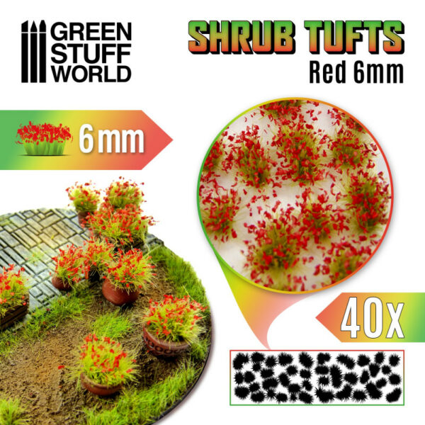 Shrubs TUFTS - 6mm self-adhesive - RED Flowers 1366