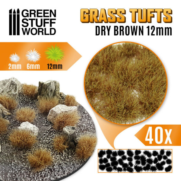 Grass TUFTS - 12mm self-adhesive - DRY BROWN 1623