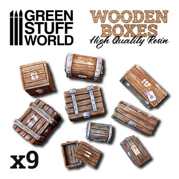 Wooden boxes set Resin (9x) 1461