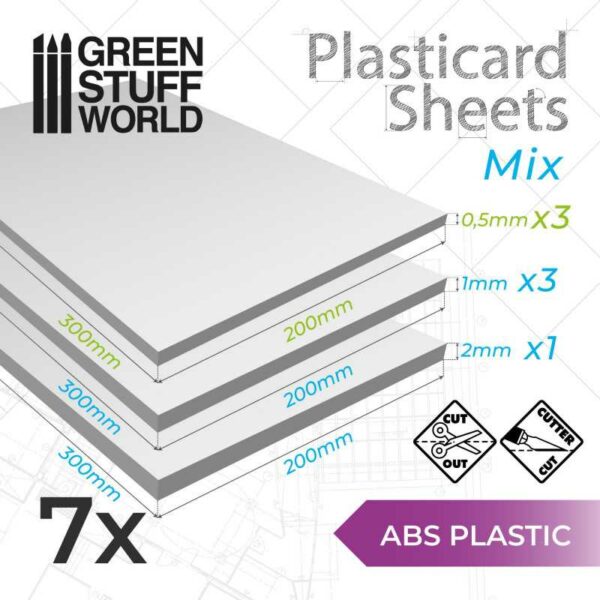 ABS Plasticard A4 - Variety 7 sheets pack 9110