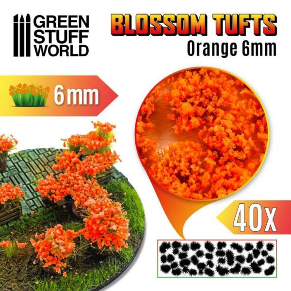 Blossom TUFTS - 6mm self-adhesive - Orange Flowers 9281