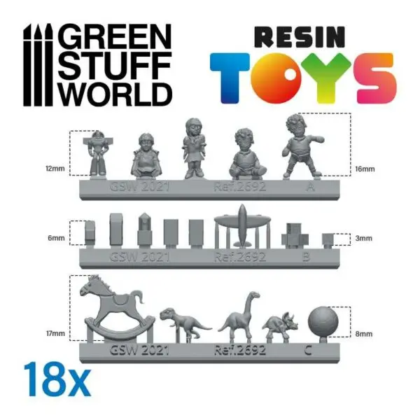 18x Children Toys Resin Set - Kinder Speelgoed set 2692