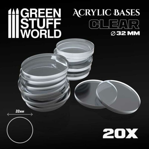 Acrylic Bases - Round 32 mm CLEAR - Doorzichtig Bases 9293