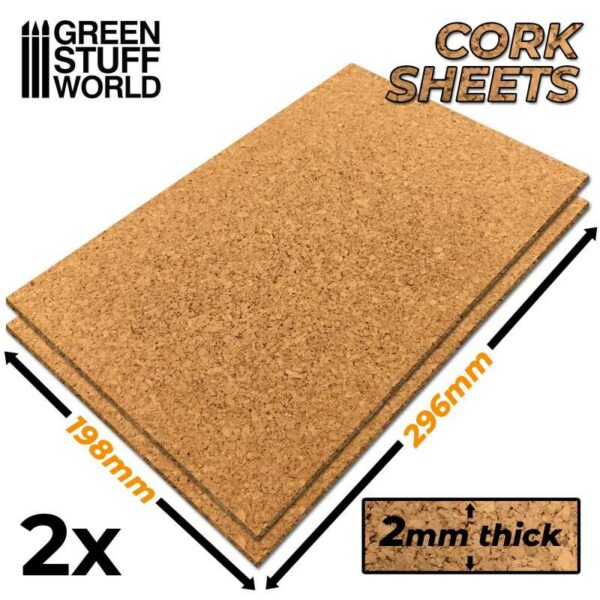 Green Stuff World Cork Sheet in 2mm x2 - Kurk Vellen 10457