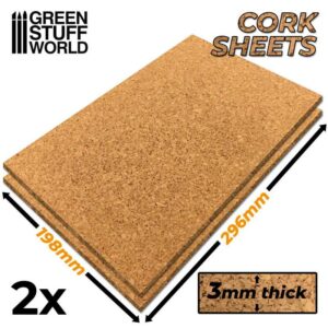 Green Stuff World Cork Sheet in 3mm x2 - Kurk Vellen 10458