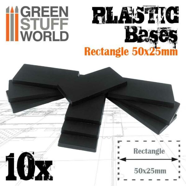 Green Stuff World Rectangular Bases 25x50mm 11432