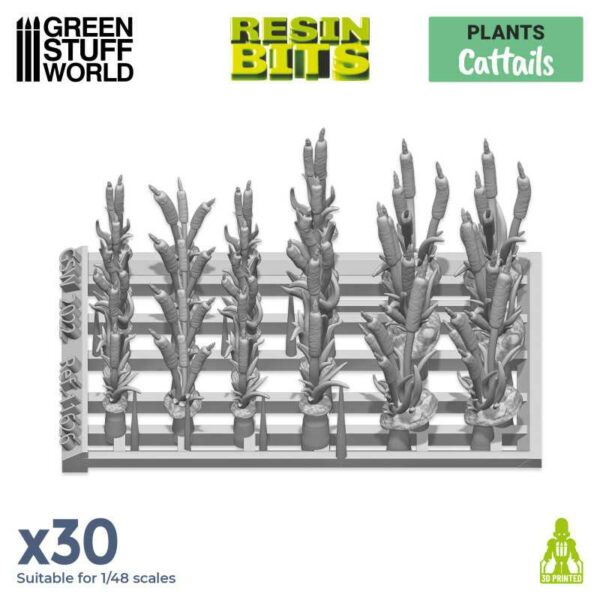 Green Stuff World CATTAILS Plants 30x - 3D printed set 11626