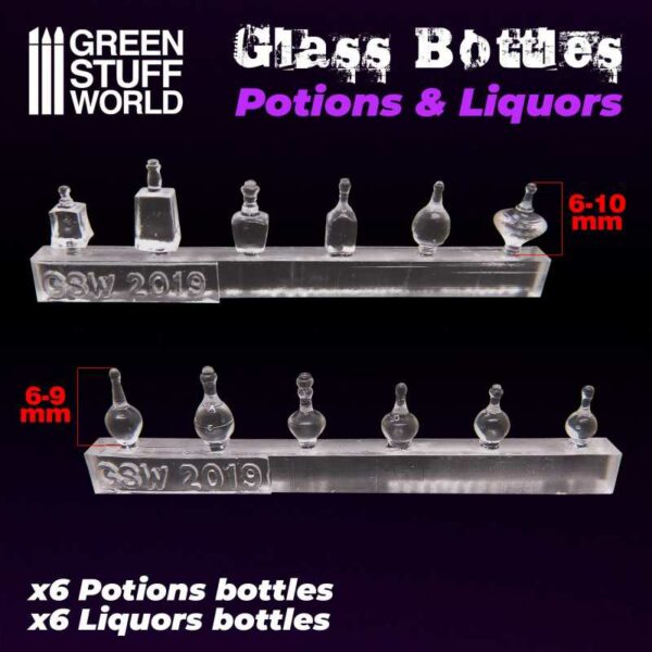 Green Stuff World Potion and Liquor Bottles Resin Set 12x 2201