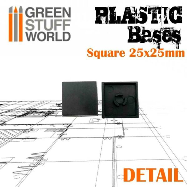 Green Stuff World PLASTIC BASES - SQUARE 25x25mm 9831