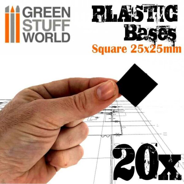 Green Stuff World PLASTIC BASES - SQUARE 25x25mm 9831