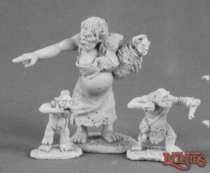 Reaper Miniatures Dungeon Tribes: Orc Matron and Brood 03511 (metal)