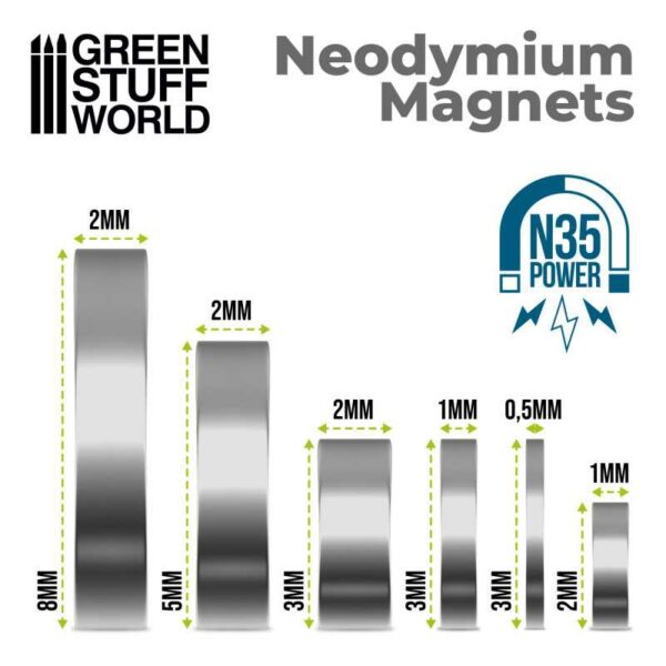 Green Stuff World Neodymium Magnets 2x1mm - 50 units (N35) 11518