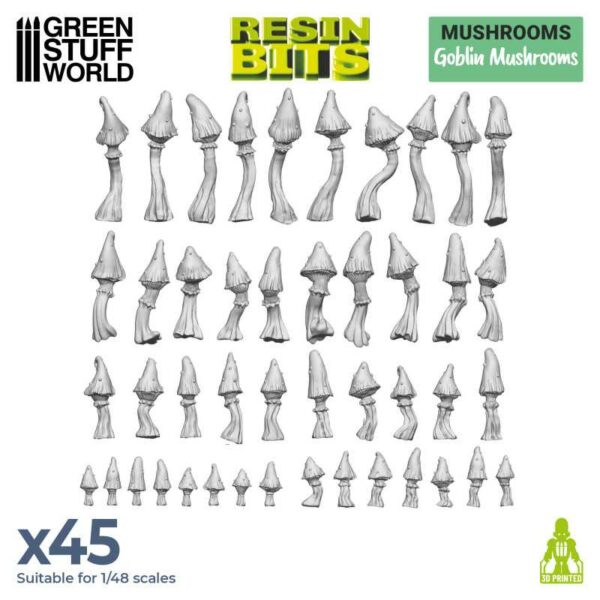 Green Stuff World Goblin Mushrooms 45x - 3D Printed Set 11620