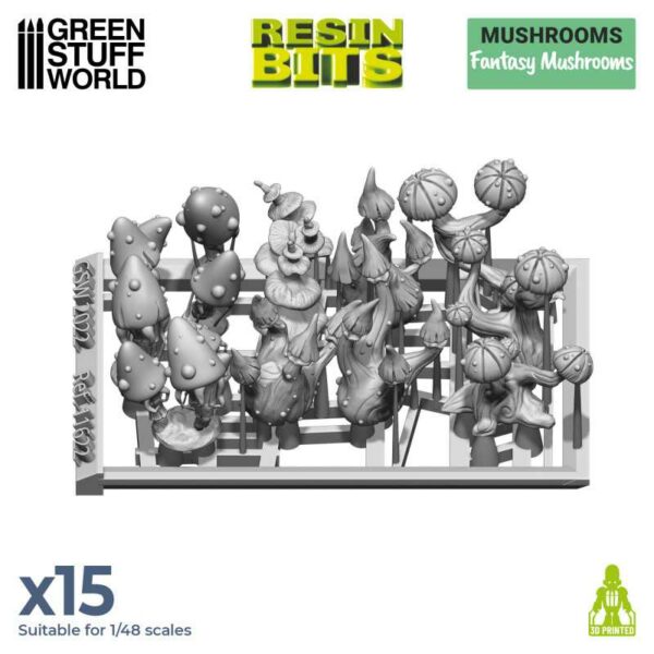 Green Stuff World Fantasy Mushrooms 15x - 3D Printed Set 11622
