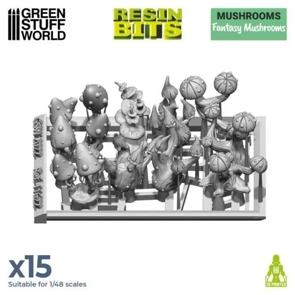 Green Stuff World Fantasy Mushrooms 15x - 3D Printed Set 11622