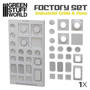Green Stuff World Factory set Industrial Grids & Fans - Silicone Molds 2093