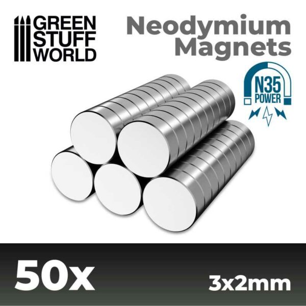 Green Stuff World Neodymium Magnets 3x2mm - 50 units (N35) 9053