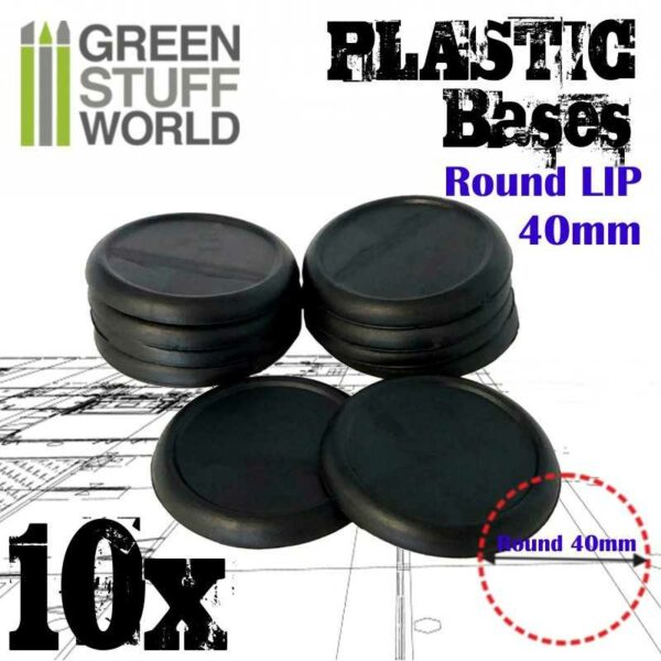 Green Stuff World Plastic Bases - Round Lip 40mm 9828