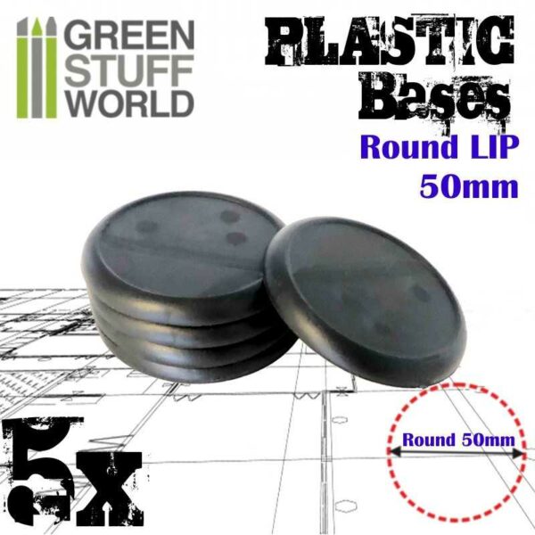 Green Stuff World Plastic Bases - Round Lip 50mm 9829