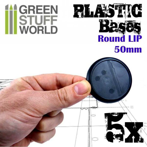 Green Stuff World Plastic Bases - Round Lip 50mm 9829