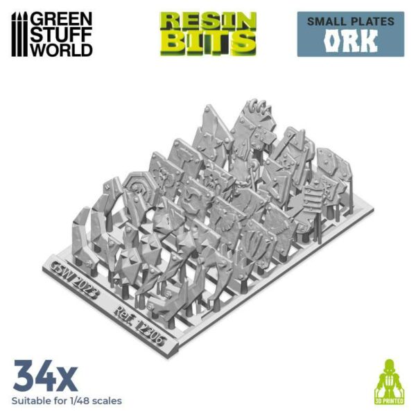 Green Stuff World Small Ork plates (34x) - 3D printed set 12306