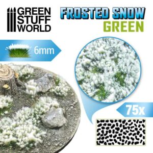 Green Stuff World Shrubs TUFTS - 6mm self-adhesive - FROSTED SNOW - GREEN 10726