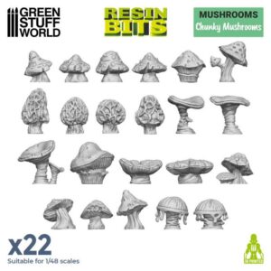 Green Stuff World Chunky Mushrooms x22 - 3D Printed Set 11621