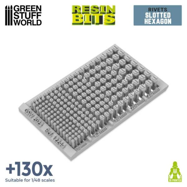 Green Stuff World 3D Printed Set - Micro Rivets Klinknagels- Hexagon 12244