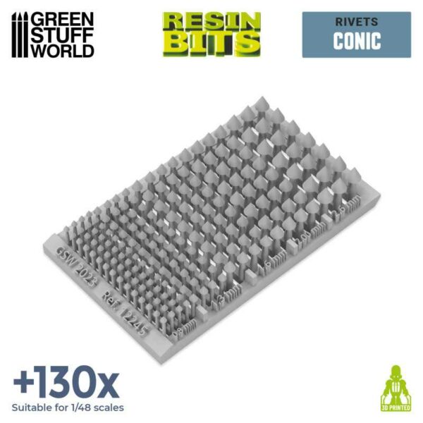 Green Stuff World 3D Printed Set - Micro Rivets - Conical Conisch 12245