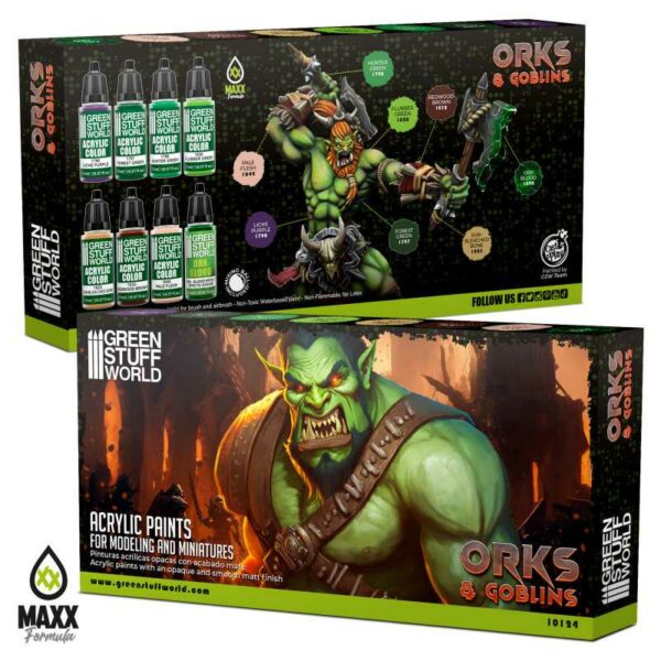 Green Stuff World GSW Paint Set - Orcs and Goblins 10124