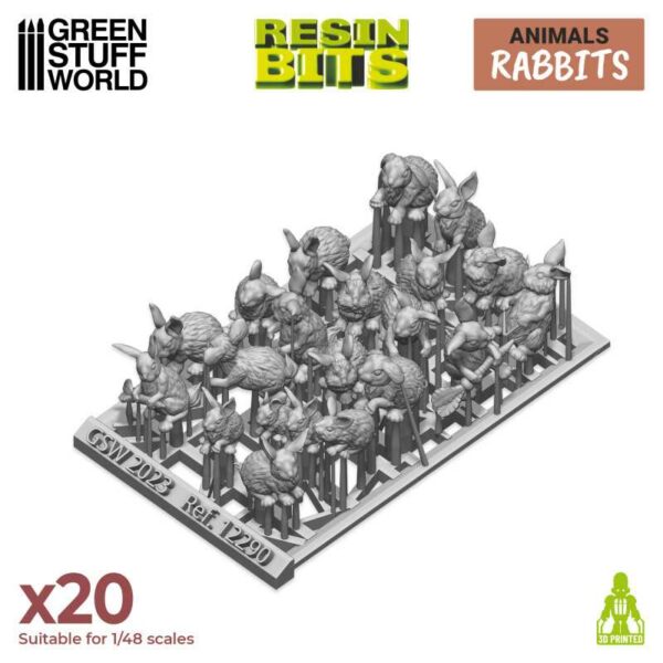 Green Stuff World 3D printed set - Rabbits 12290