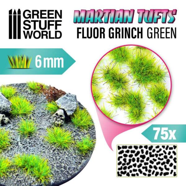 Green Stuff World Martian Fluor Tufts - FLUOR GRINCH GREEN 10676