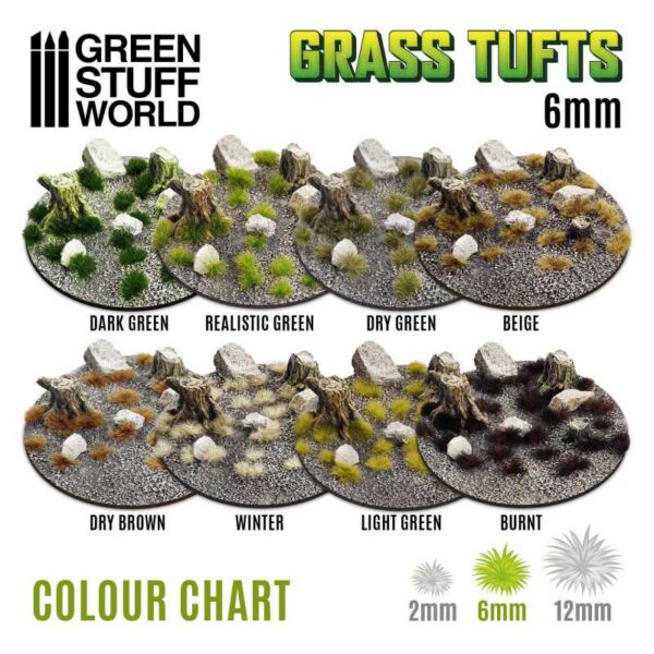 Green Stuff World Grass TUFTS - 6mm self-adhesive - DARK GREEN 1244