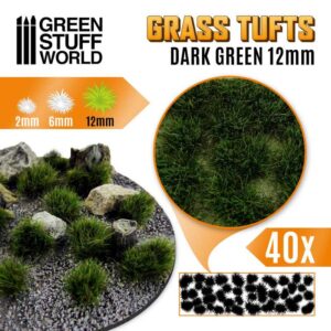 Green Stuff World Grass TUFTS - 12mm self-adhesive - Dark Green 1349