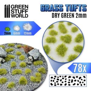 Green Stuff World Grass TUFTS - 2mm self-adhesive - DRY GREEN 2337